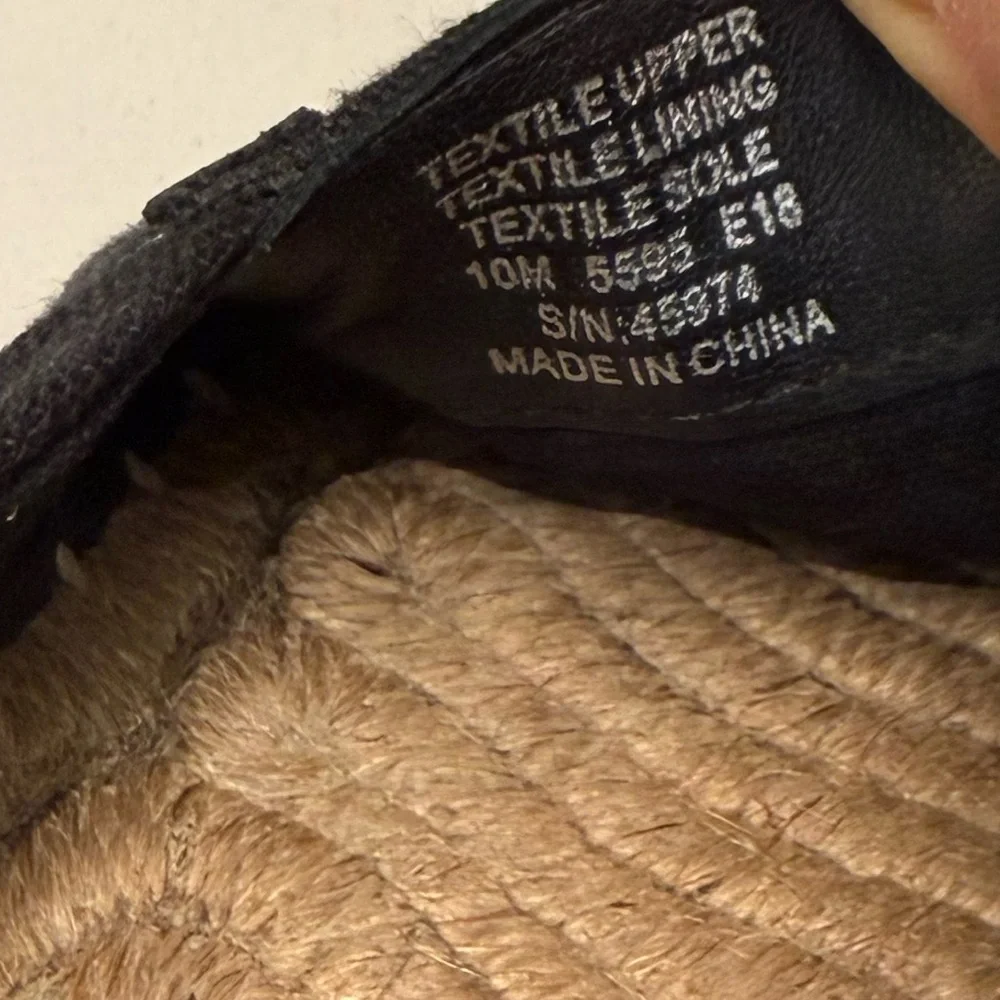 Tory Burch Poppy‎ Espadrille Flats Black Canvas Patent Leather Logo 10M